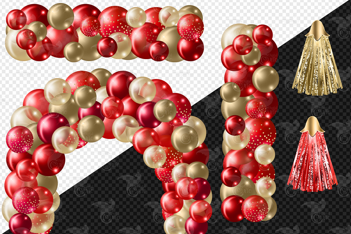 Red and Gold Balloon Arches, an Illustration by Digital Curio