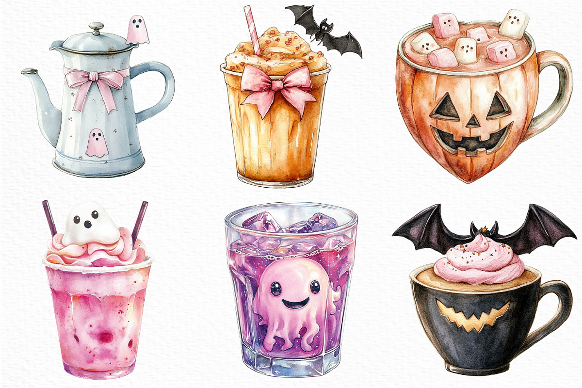 Pink Coquette Halloween Coffee PNG, an Illustration by Craft Nest (Photo 3 of 6)