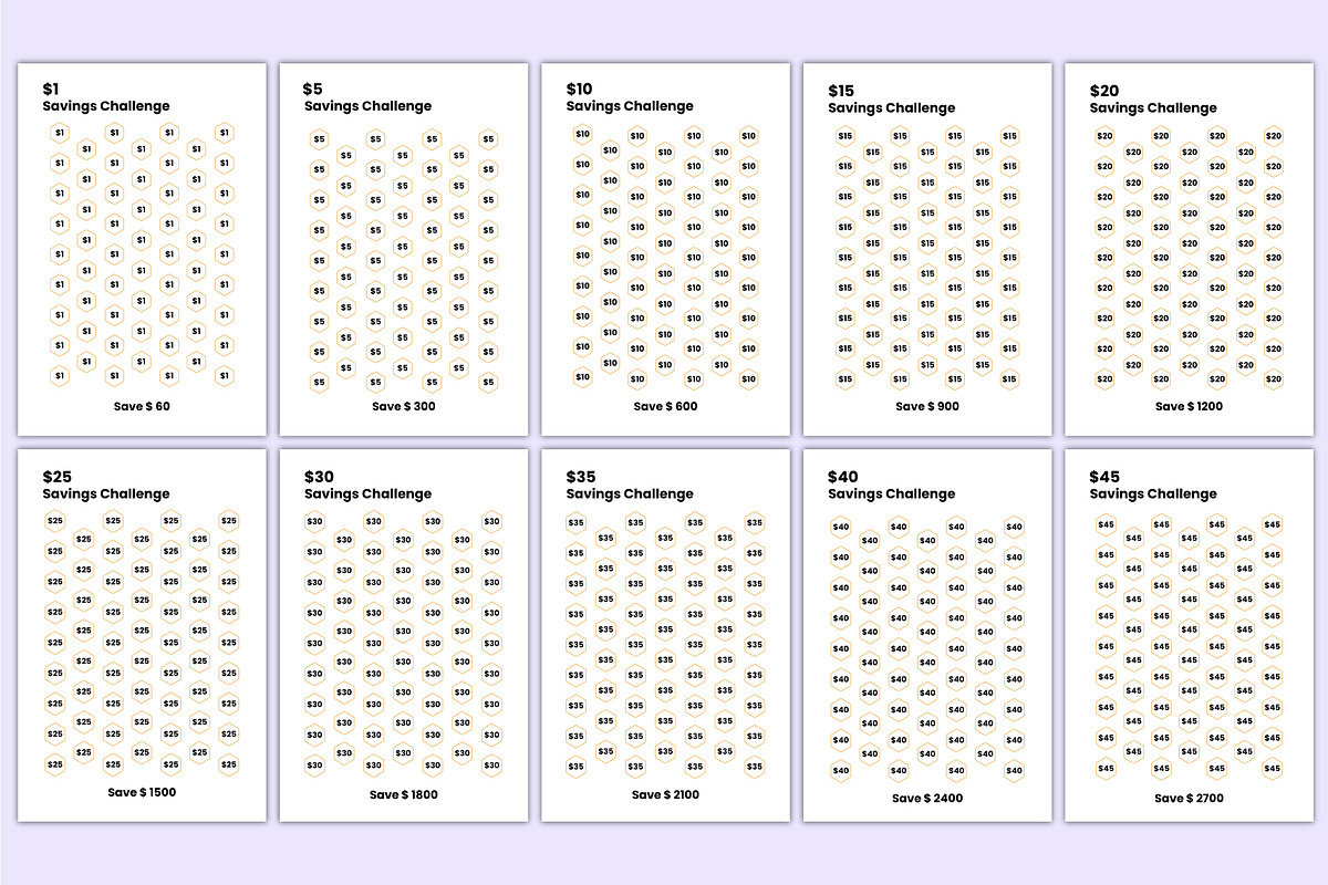 2025-26 Money Saving Challenges Book, a Stationery Template by Mustafiz (Photo 4 of 8)