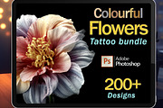 Colourful Flowers tattoo bundle, a Nature Photo by ProcreateInk (Thumbnail 1 of 8)