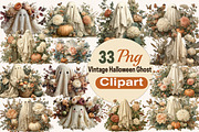 VIntage Halloween Ghost PNG Clipart, a Seasonal Illustration by SVGArt (Thumbnail 1 of 5)