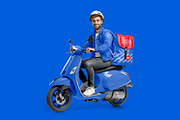 Delivery guy on scooter Mockup, an Advertising Mockup by BlackMockup (Thumbnail 7 of 12)