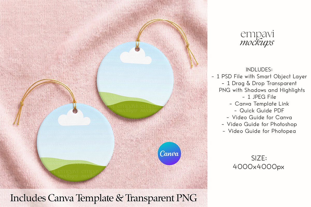 Round Ornament Mockup Set of 2, a Household Mockup by EmpaviMockups (Photo 3 of 5)