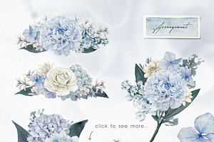 Dusty Blue Watercolor Flower Graphic