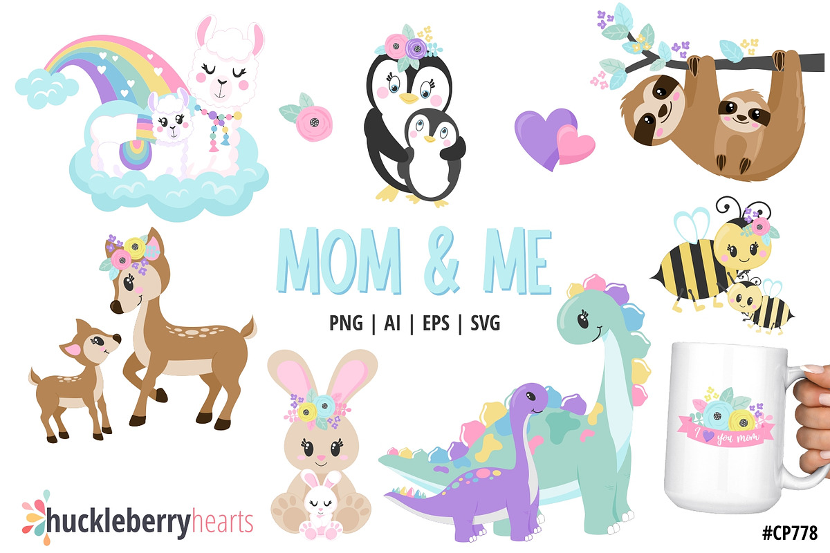 Mom and Me Clipart, an Animal Illustration by Huckleberry Hearts (Photo 1 of 3)