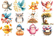 Positive Whimsical Fall Birds Clipar, an Illustration by Watercolor design (Thumbnail 2 of 5)