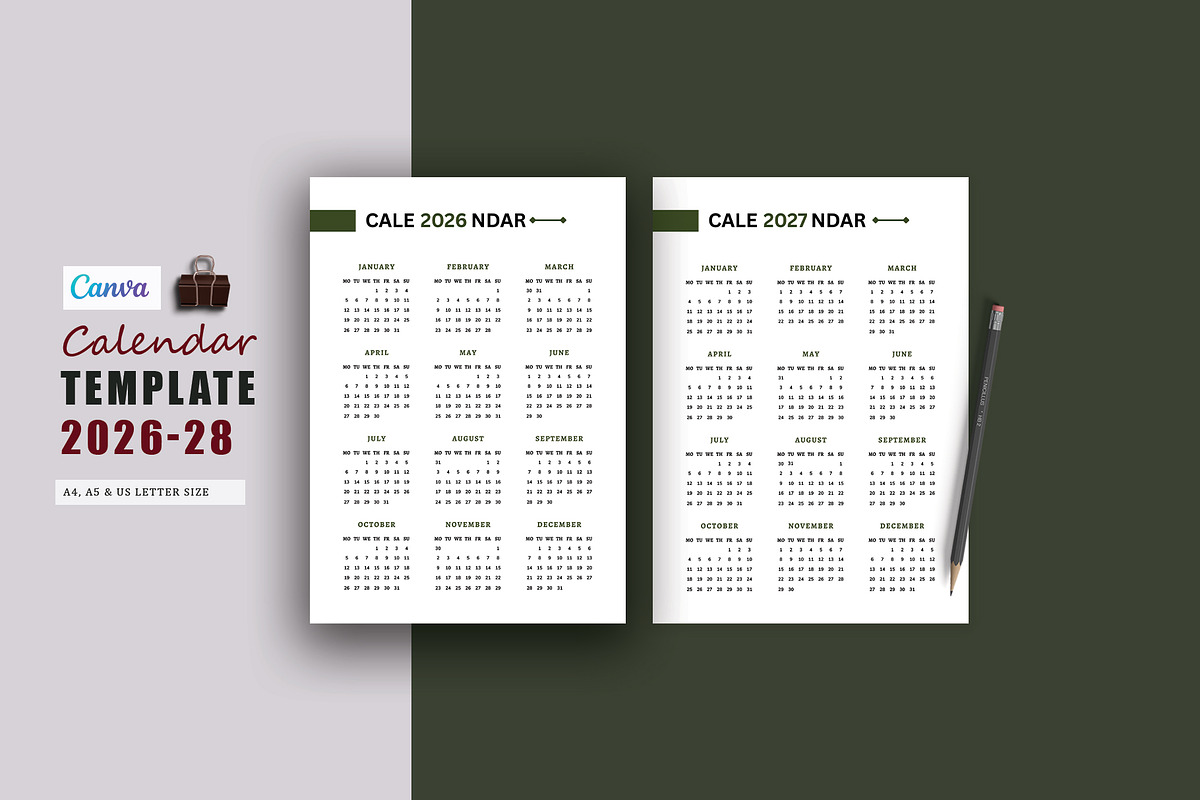 Calendar Template 2026-28