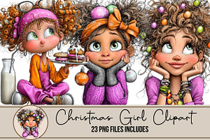 Christmas Girl Clipart, an Illustration by DreamArtGraphic