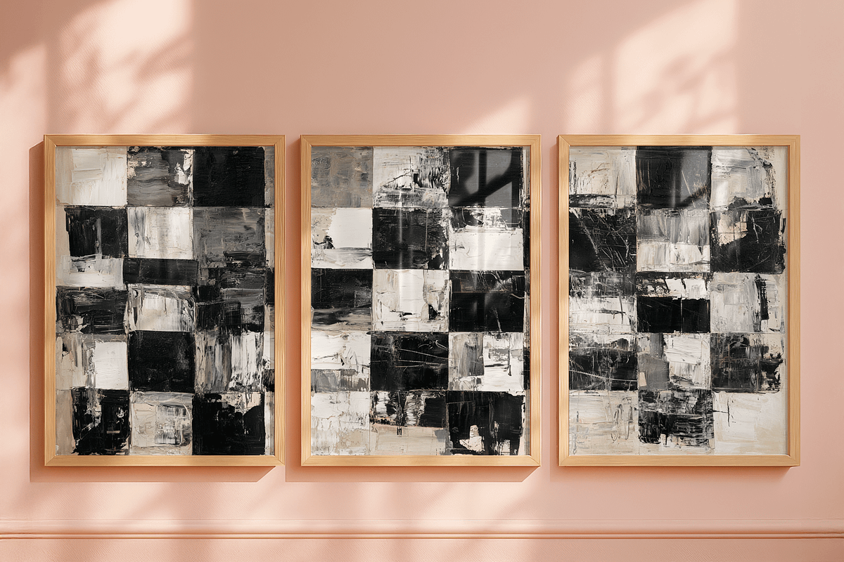 Abstract Checkerboard Wall Art Set, a Decorative Illustration by PrintablesByFranklyn (Photo 3 of 6)