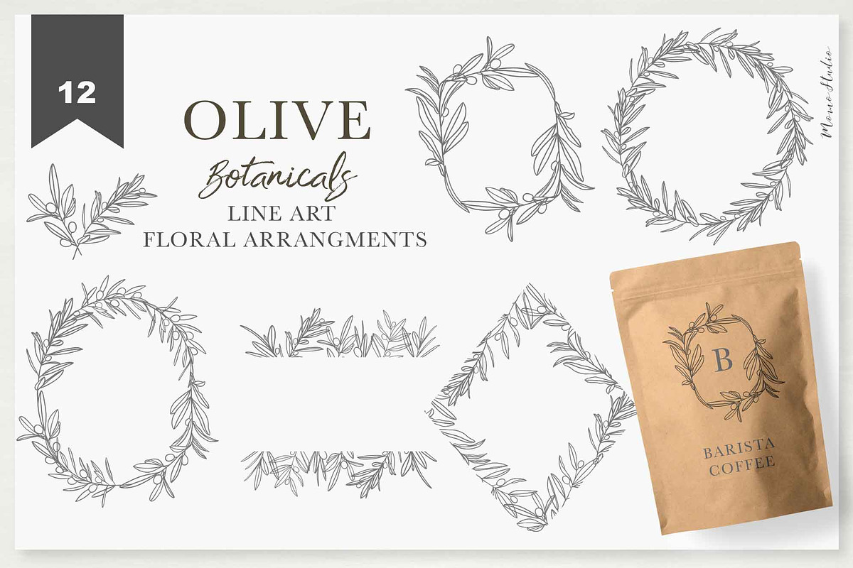 OLIVE BOTANICALS Watercolor & Line, a Work Illustration by Momo Studio (Photo 11 of 15)