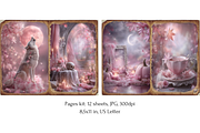 Pink Halloween Junk Journal Pages, a Seasonal Illustration by Print Haven Mochi Vintage (Thumbnail 2 of 11)