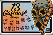 Gasmask stamps for Procreate, a Brush Add-On by Annex1 (Thumbnail 1 of 3)