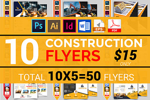 10 Construction Flyer Bundle 90% OFF