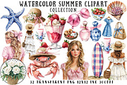 Watercolor Summer Chic Clipart, an Illustration by OK Design (Thumbnail 1 of 6)