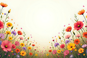 Colorful Wildflowers Full Frame Text, a Photo by LOGOCREATIVE