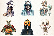 Watercolor Halloween Skeleton Clipar, an Illustration by Rose Art (Thumbnail 3 of 7)