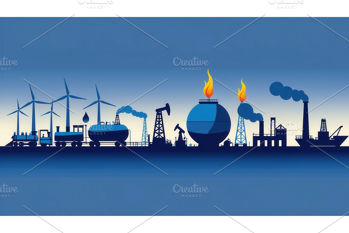 Energy industry illustration with, an Illustration by tilialucida