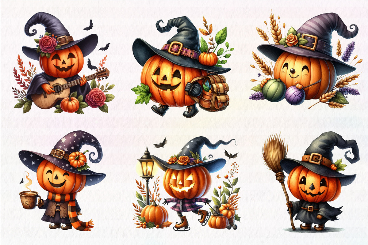 Funny Pumpkin Character Clipart, an Illustration by CreationArt (Photo 4 of 7)