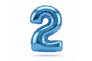 Blue Metallic Number 2 Foil Balloon
