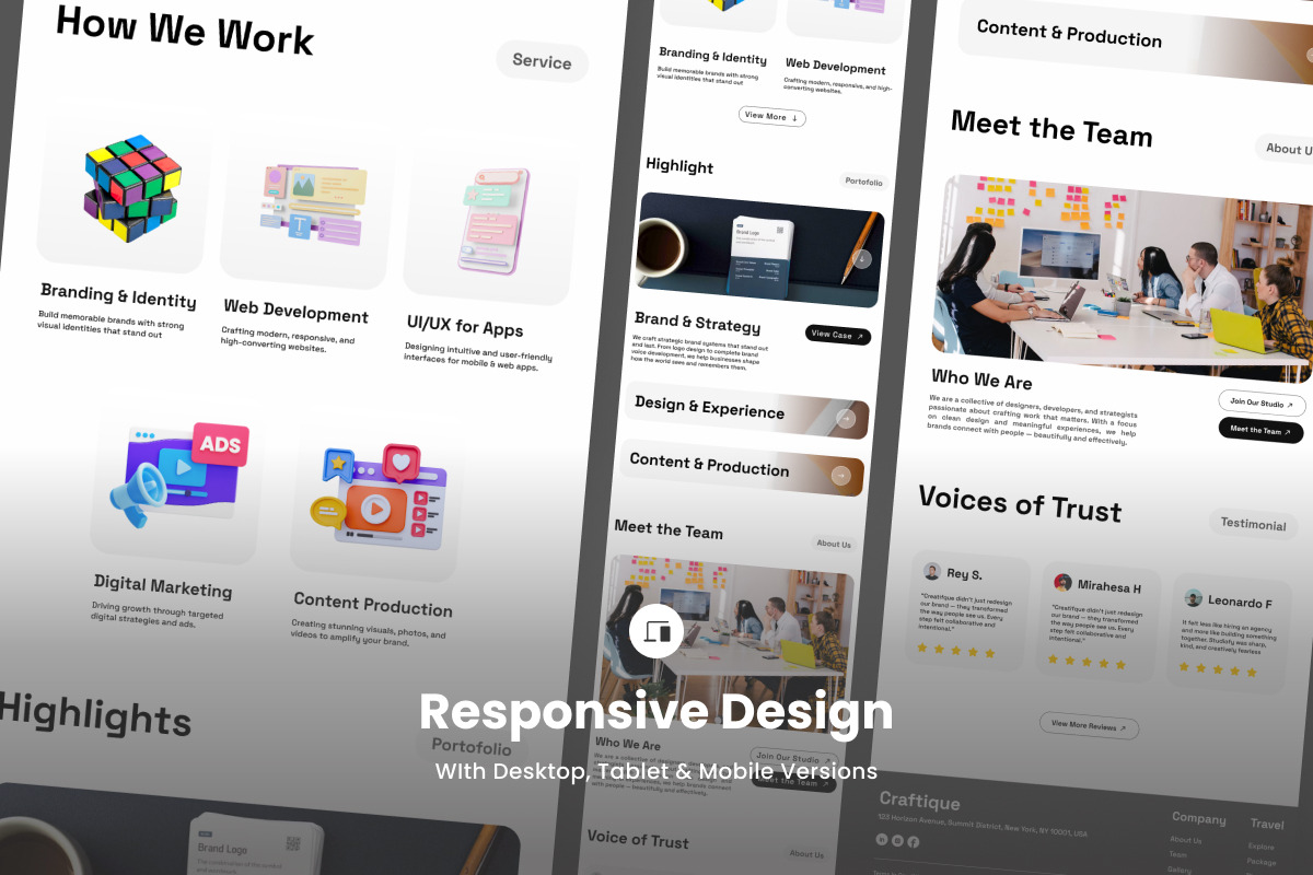 Craftique – Digital Agency Landing, a Landing Page Template by twinstd (Photo 3 of 5)