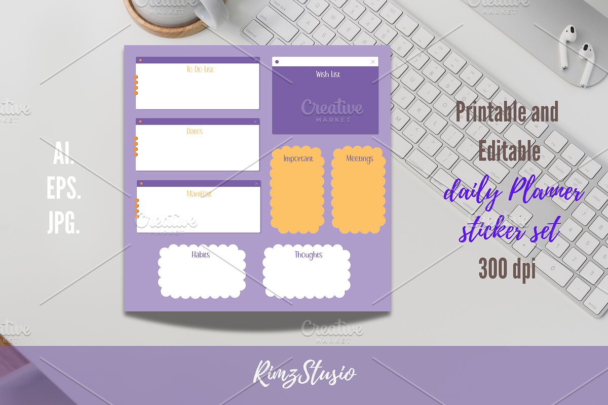 Purple Window Planner Sticker Set, an Object Illustration by RimzStudio (Photo 1 of 5)