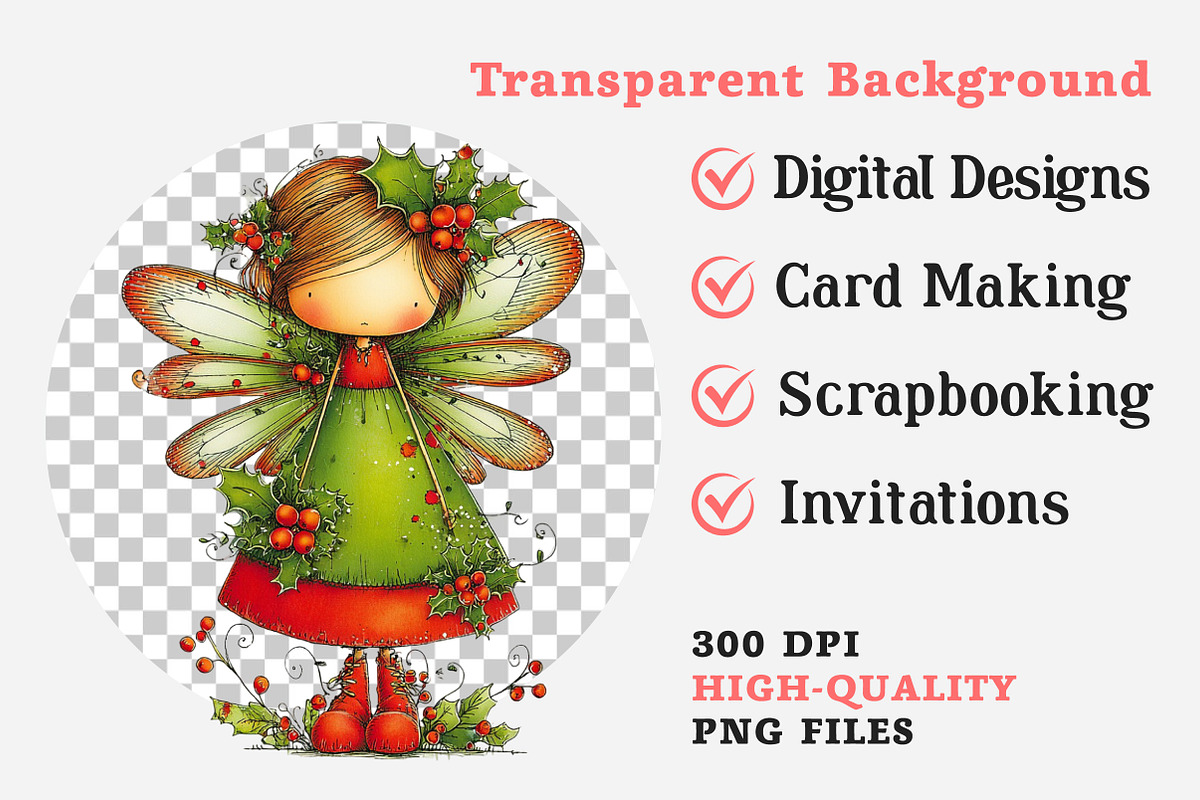 Whimsical Christmas Fairy Clipart, an Illustration by Dream Creation (Photo 7 of 7)