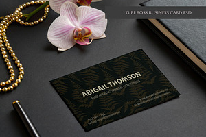Feminine Dark Business Card, a Business Card Template by Bloomart Studio