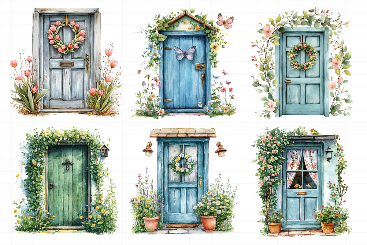 Watercolor Spring Door Clipart, an Illustration by Daily.Designs (Photo 4 of 7)