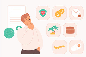 Employee benefits motivation bonuses, a Person Illustration by Lemberg Vector
