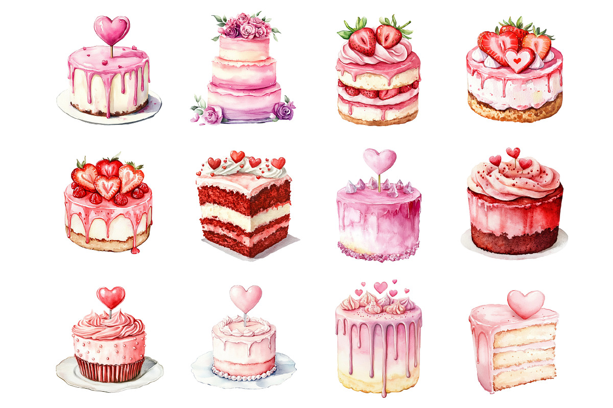 Valentine's Day Cake Clipart, an Illustration by Design Market (Photo 2 of 3)