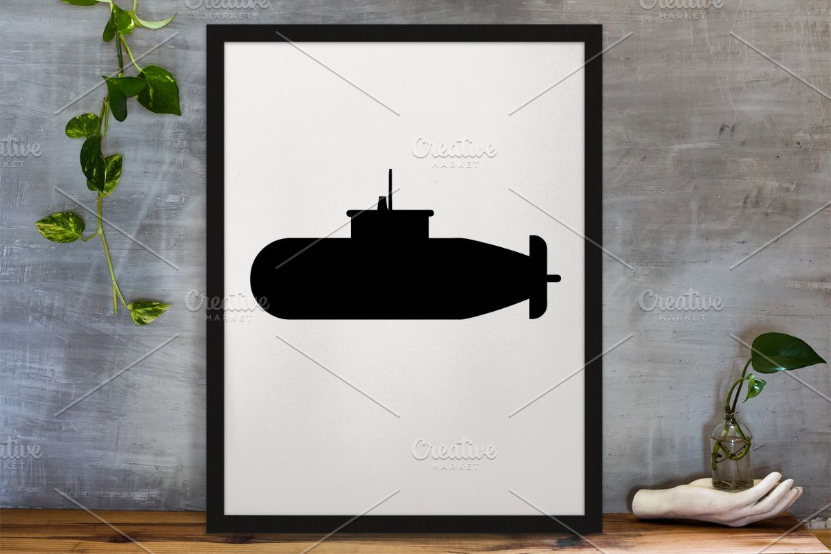 Submarine Silhouette SVG, a Technology Illustration by newminddesign (Photo 3 of 3)