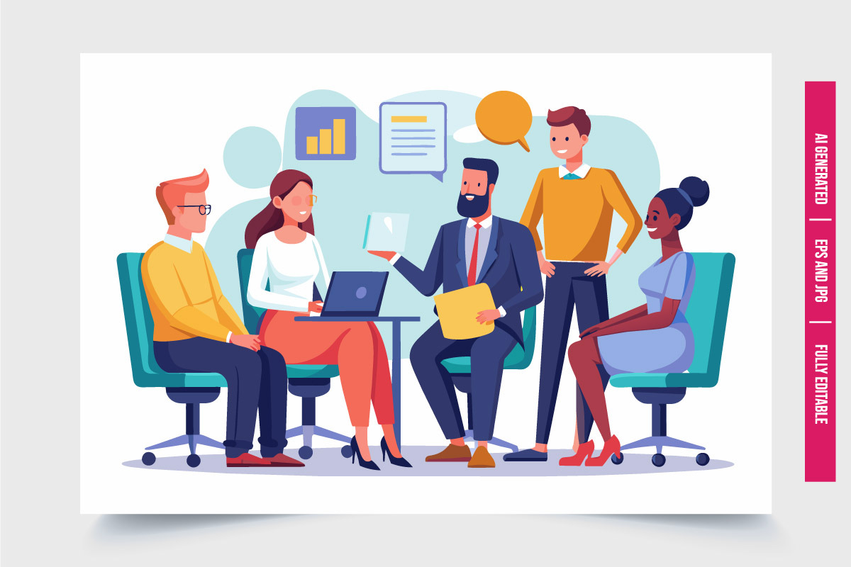 Business Team Presenting Ideas, a Finance Illustration by Tanuart (Photo 3 of 3)