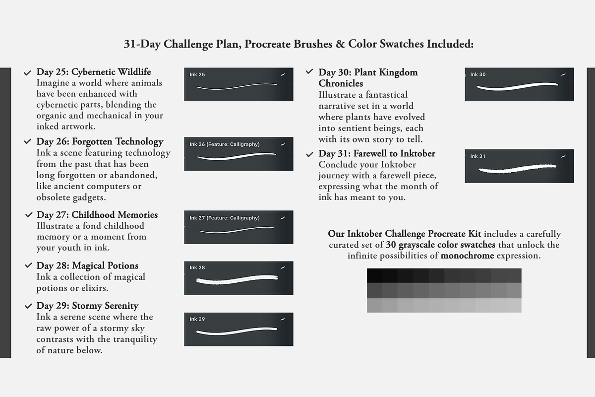 The Inktober Challenge Procreate Kit, a Brush Add-On by Digi Life (Photo 6 of 9)