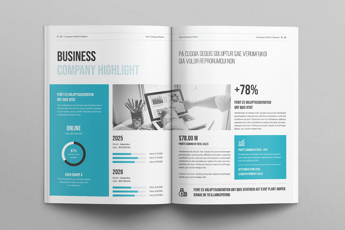 Company Profile & Report Template, a Brochure Template by E-Type