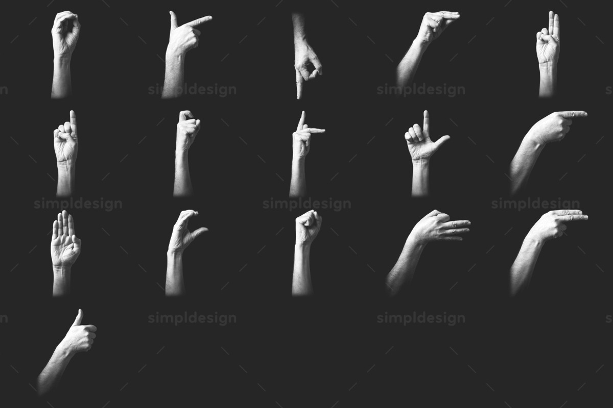 Sign Language Photoshop Brushes, a Brush Add-On by SimplDesign
