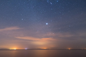 Sky with many stars and clouds