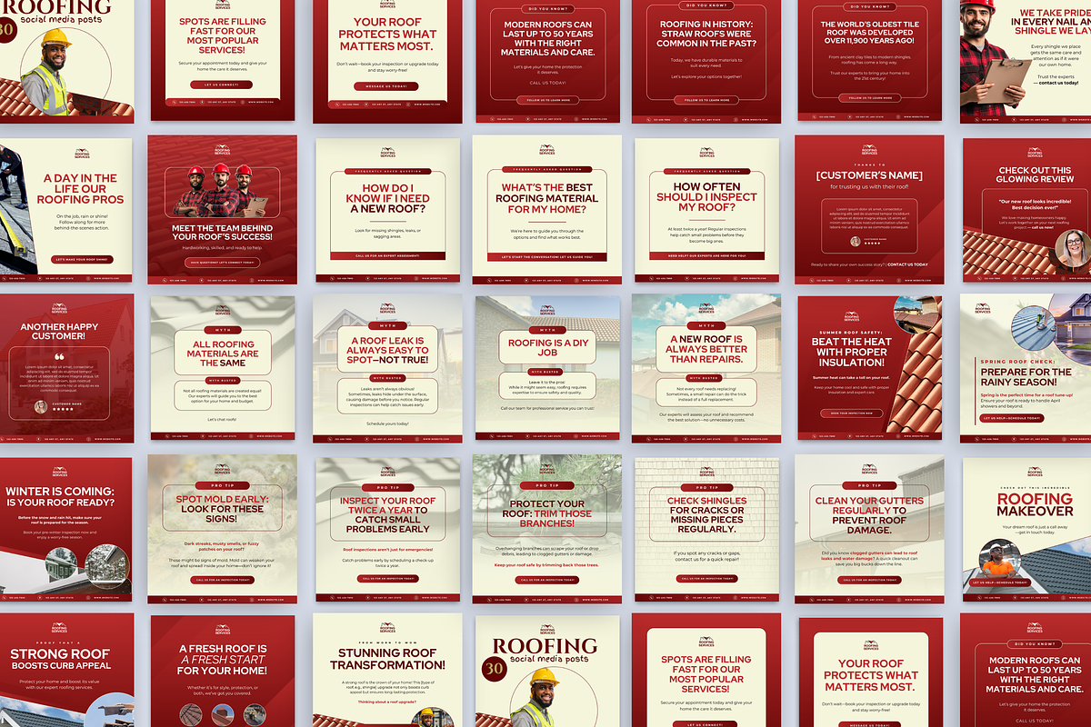 ROOFING BUSINESS SOCIAL MEDIA POSTS, a Social Media Template by Daring Digies (Photo 3 of 8)