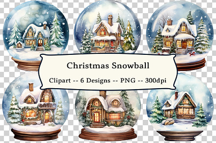 6 Christmas Snowball Clipart