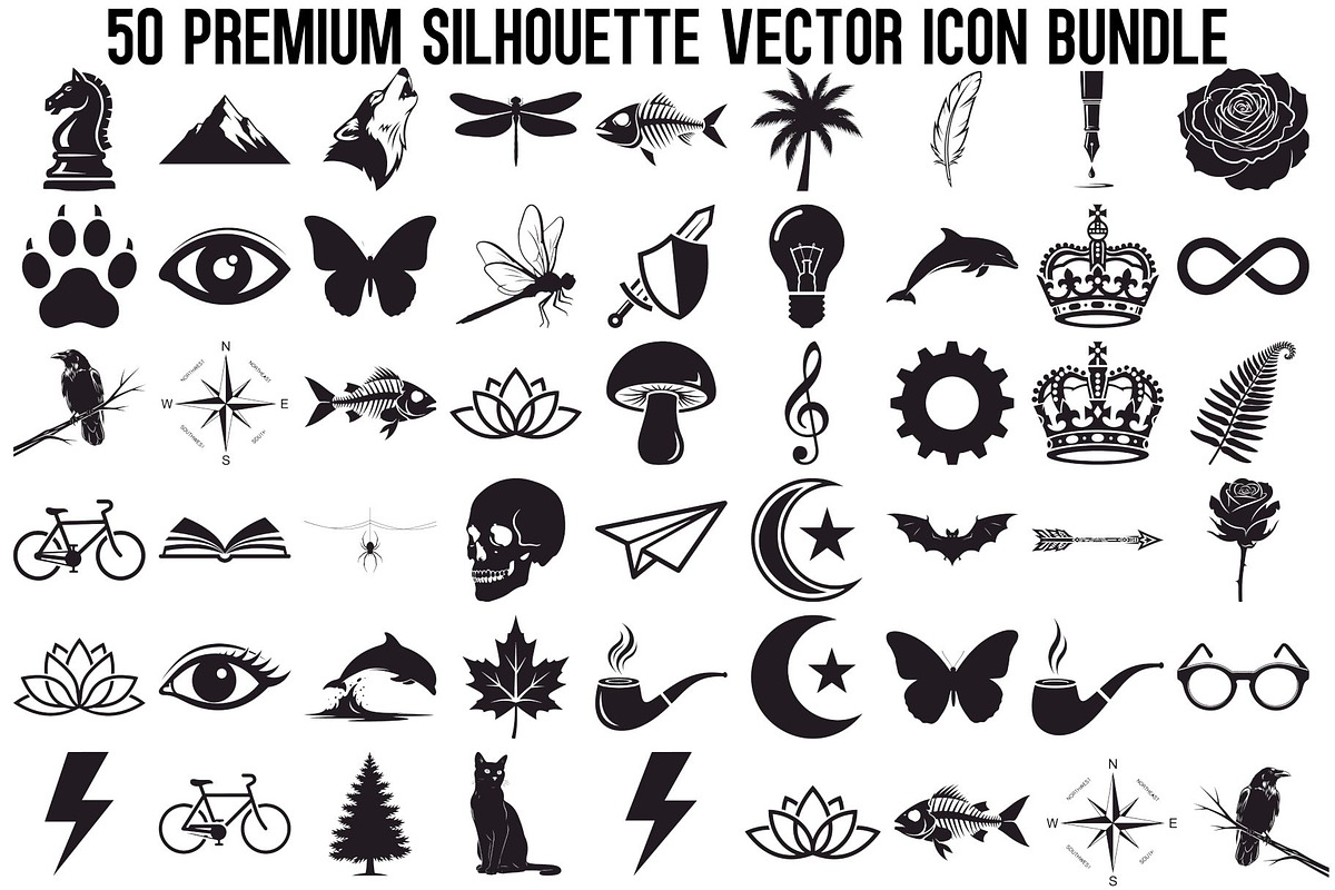50 Premium Silhouette Vector Icon Bu, an Illustration by Designer_Momina (Photo 1 of 17)