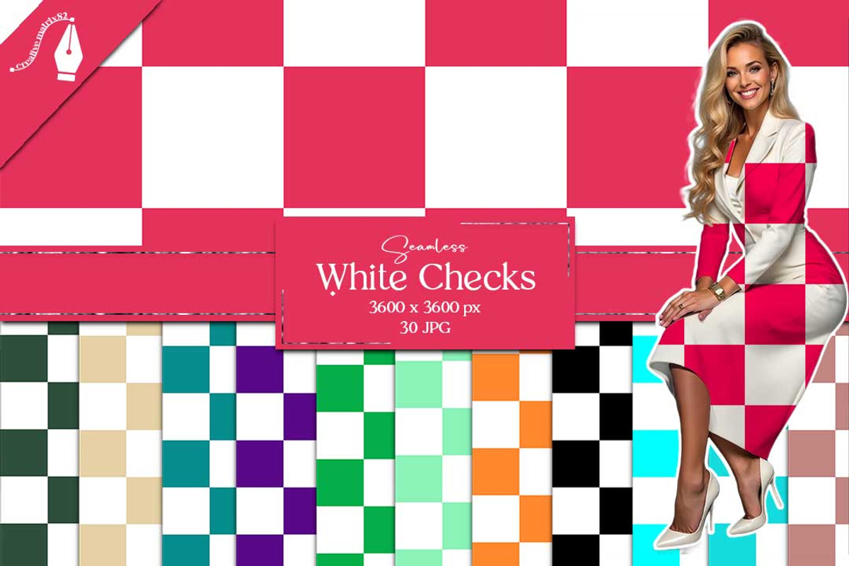 White Checkered Seamless Patterns, a Pattern Graphic by Creative Matrix82 (Photo 1 of 7)