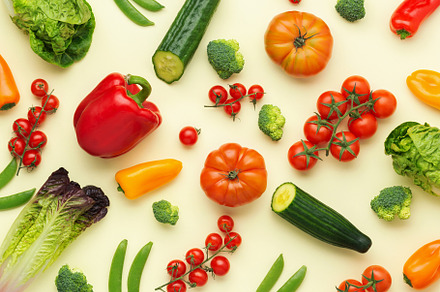 Fresh raw ingredients for salad featuring salad, vegetables, and food