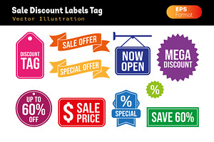 Sale discount label & ribbon vector