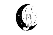 50 Cat Moon Silhouette Vector Bundle, an Illustration by jahid234 (Thumbnail 44 of 51)