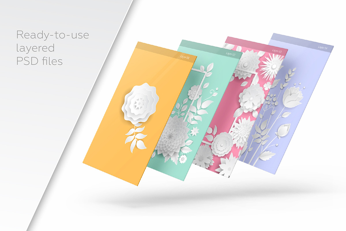 Paper Cut White Flowers Card Kit, a Templates & Theme by Boyko Pictures (Photo 4 of 16)