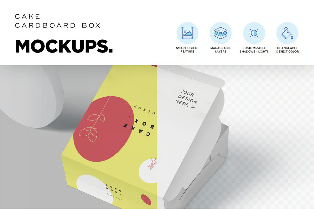 Bakery Cake Box Mockup, a Packaging Mockup by megostudi0 (Photo 5 of 7)