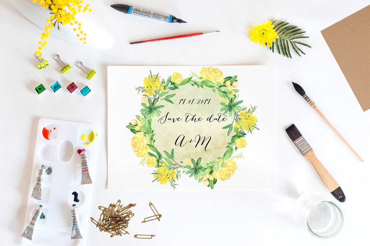 -50% Mimosa & roses flowers, an Illustration by LABFcreations (Photo 5 of 8)