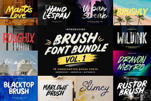12 Brush Fonts Bundle Vol. 1