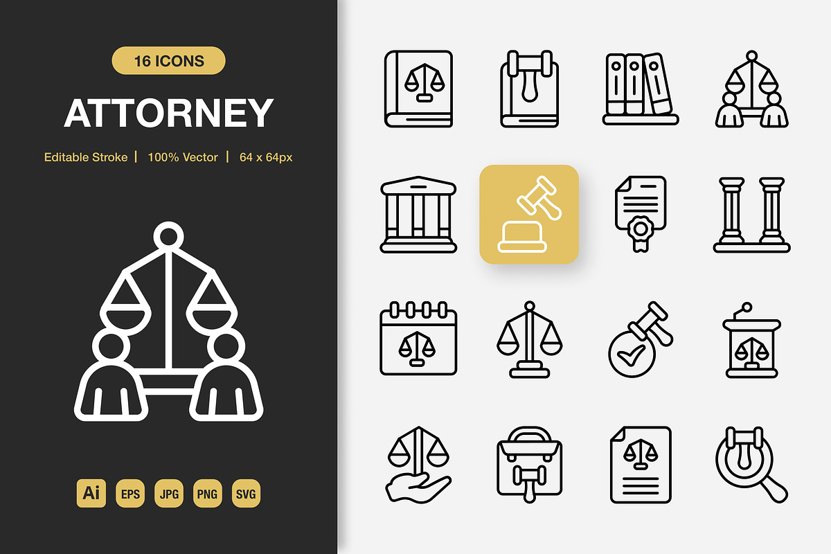 Attorney Outline Icons, an Outline Icon by Spacepixel Creative