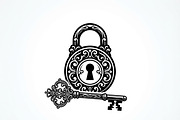 60 Ornate Key and Lock Silhouette, a Technology Illustration by Amazin_art (Thumbnail 2 of 21)