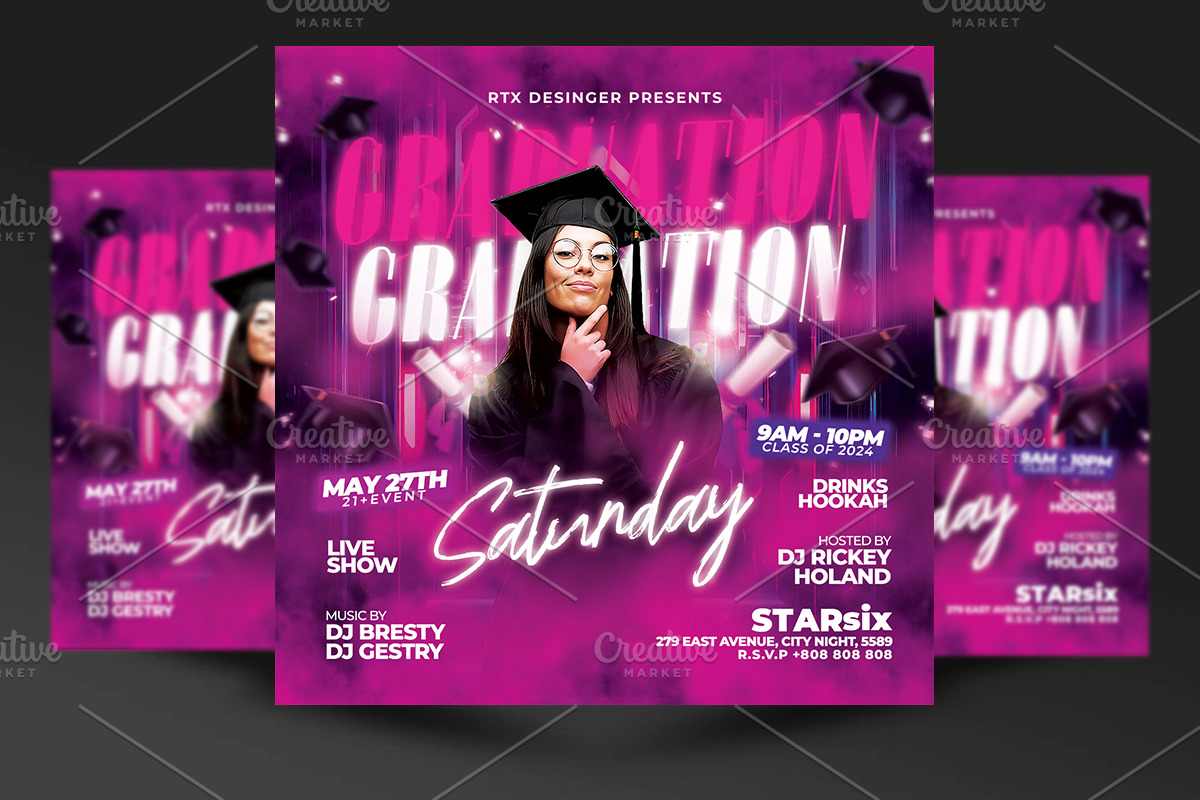 Graduation Flyer Template, a Flyer Template by RTXdesinger99